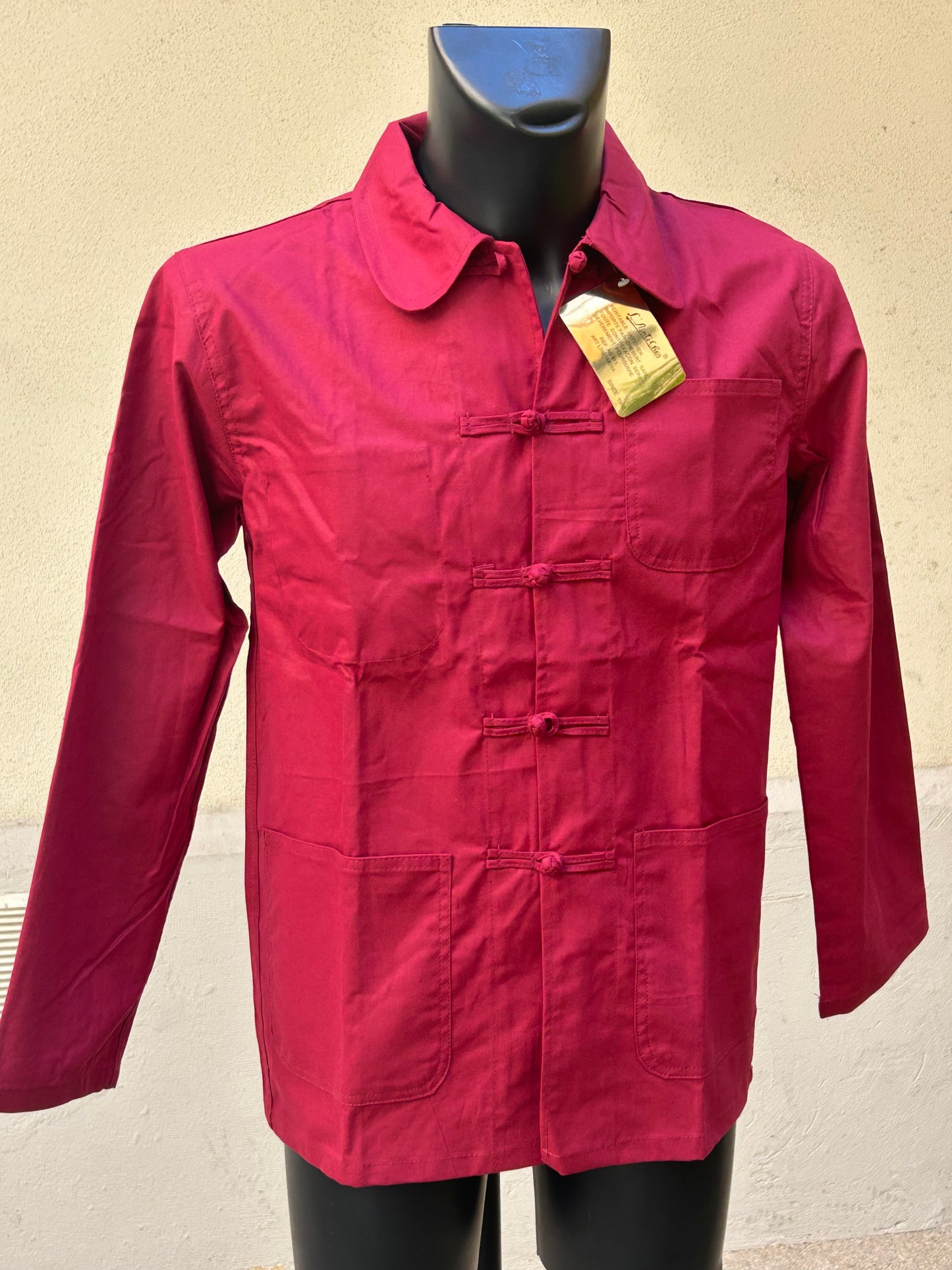 VESTE BLEU DE CHINE ROUGE CERISE