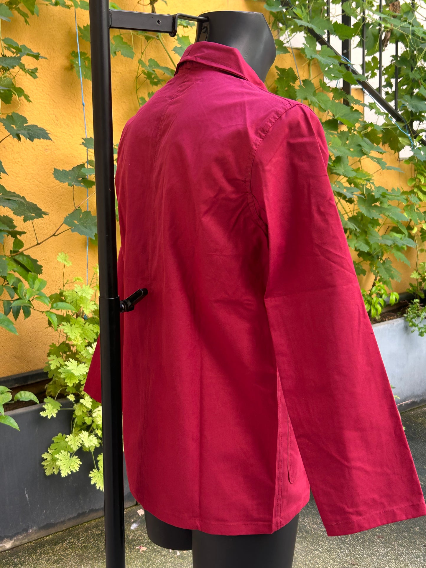 VESTE BLEU DE CHINE ROUGE CERISE