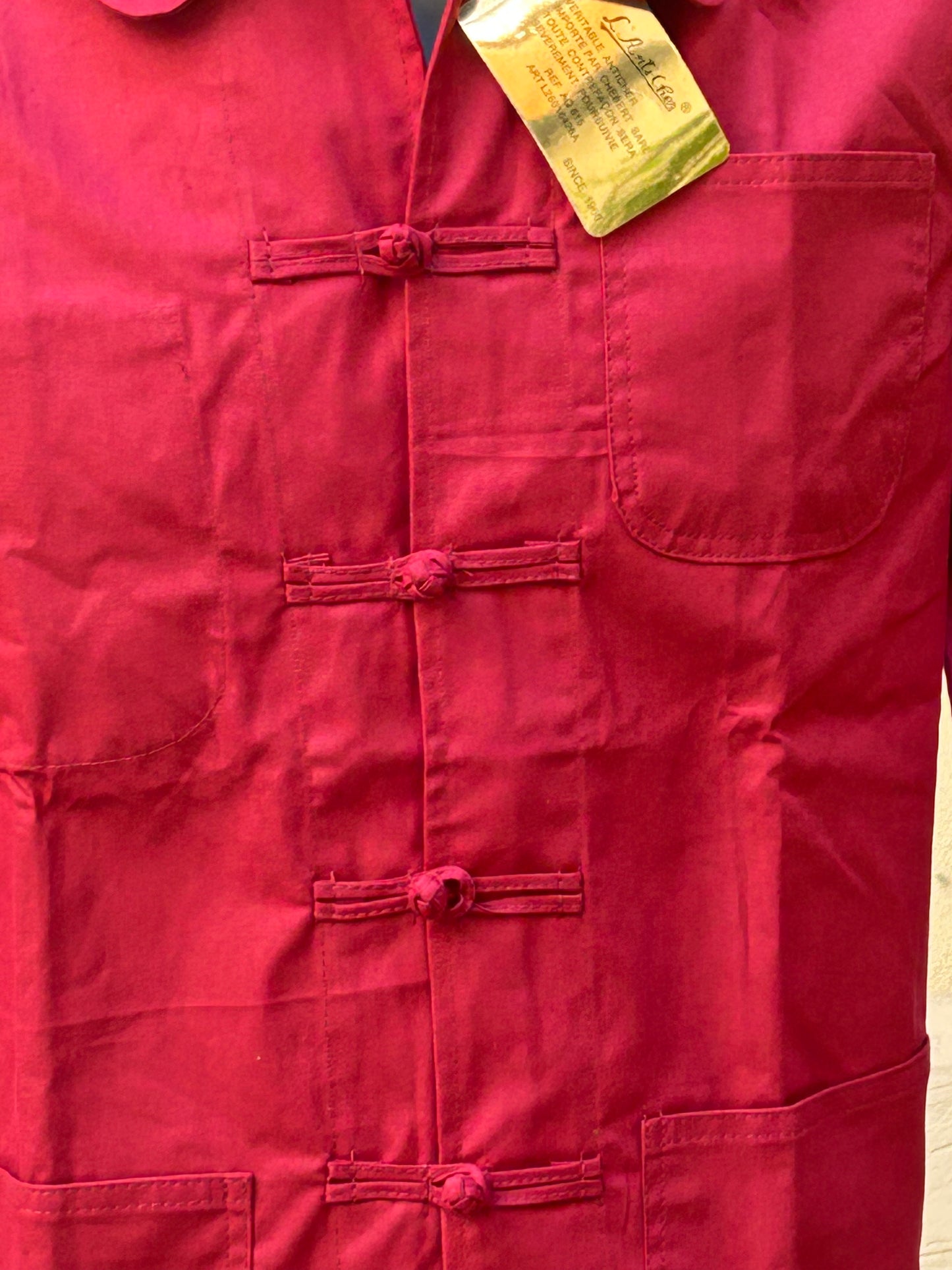 VESTE BLEU DE CHINE ROUGE CERISE